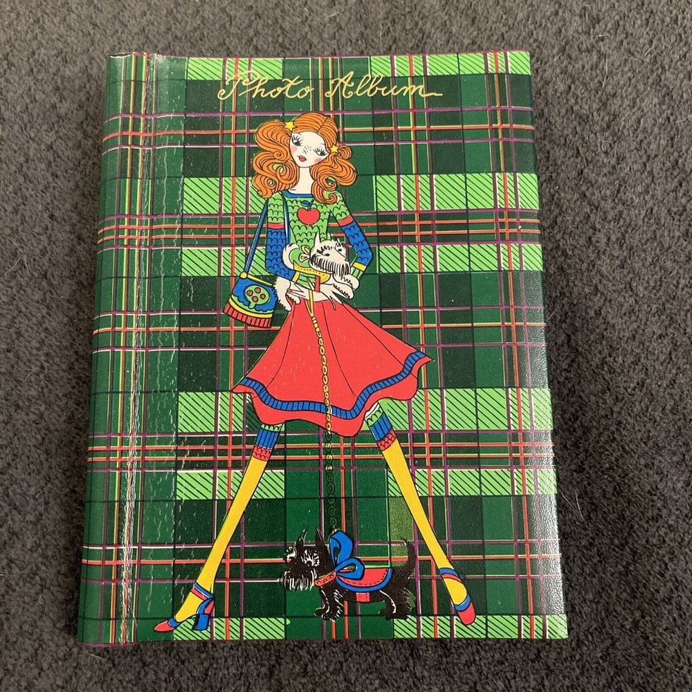 Vintage Photo Album Girl Plaid Scottie Dog Scottish Terrier D25